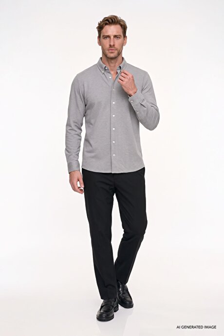 Comfort Fit Rahat Kesim Yan Cepli Klasik Siyah Pantolon resmi