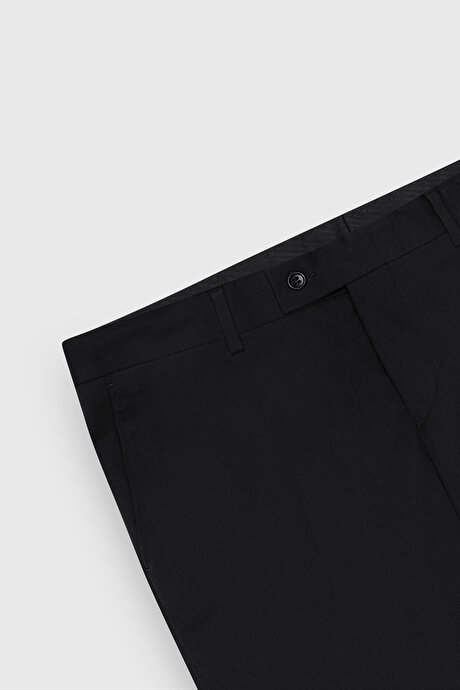 Comfort Fit Rahat Kesim Yan Cepli Klasik Siyah Pantolon resmi