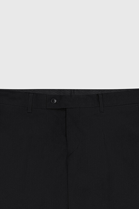 Comfort Fit Rahat Kesim Yan Cepli Klasik Siyah Pantolon resmi