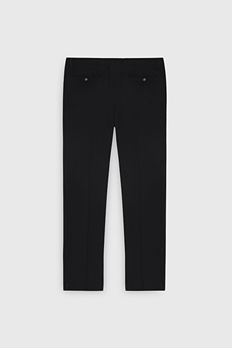 Comfort Fit Rahat Kesim Yan Cepli Klasik Siyah Pantolon resmi