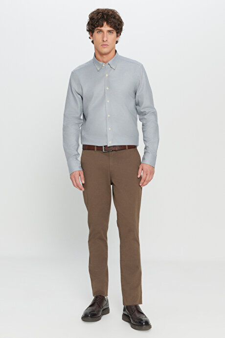 Slim Fit Dar Kesim Yan Cep Pamuklu Esnek Açık Kahve Chino Pantolon resmi