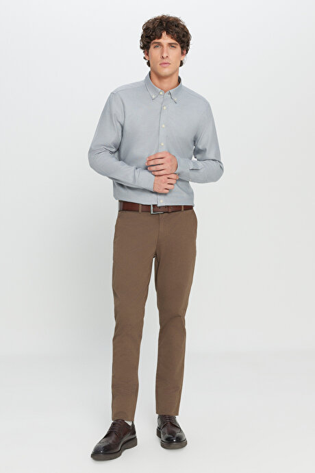 Slim Fit Dar Kesim Yan Cep Pamuklu Esnek Açık Kahve Chino Pantolon resmi