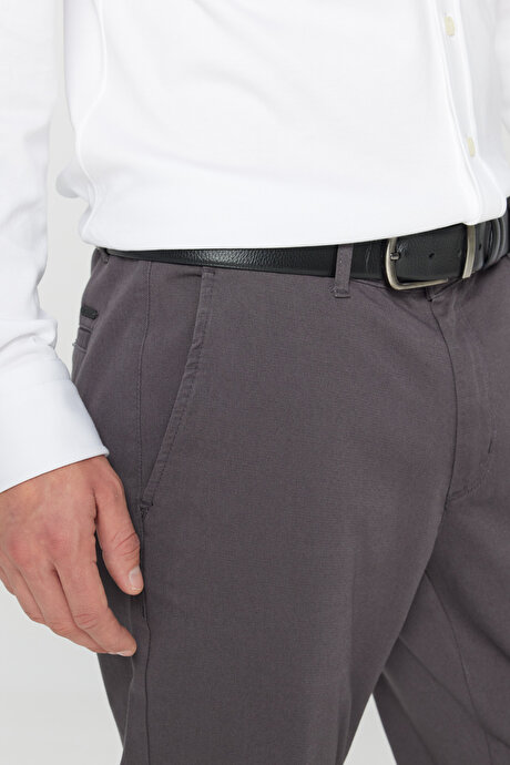 Slim Fit Dar Kesim Yan Cep Pamuklu Esnek Antrasit Chino Pantolon resmi
