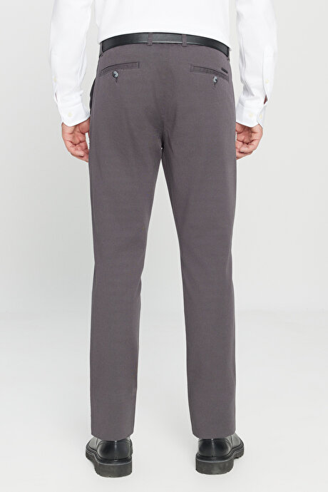 Slim Fit Dar Kesim Yan Cep Pamuklu Esnek Antrasit Chino Pantolon resmi