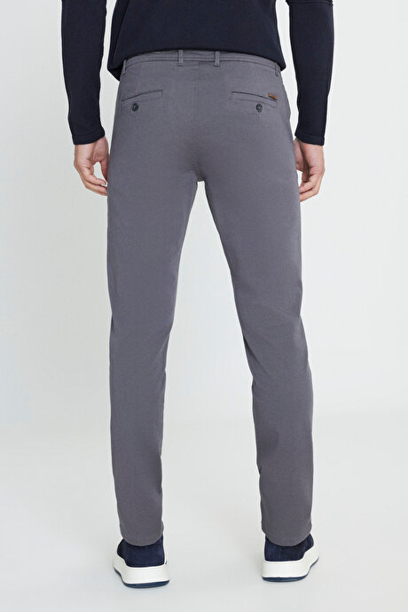 Slim Fit Dar Kesim Yan Cep Pamuklu Esnek Antrasit Chino Pantolon resmi