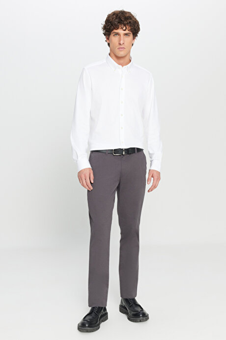 Slim Fit Dar Kesim Yan Cep Pamuklu Esnek Antrasit Chino Pantolon resmi