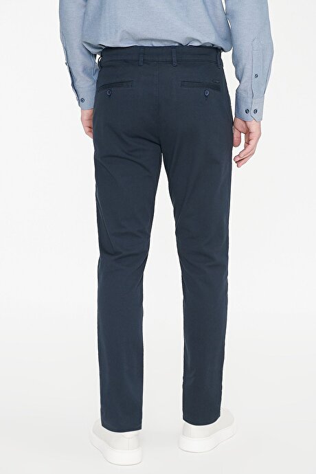 Slim Fit Dar Kesim Yan Cep Pamuklu Esnek Lacivert Chino Pantolon resmi