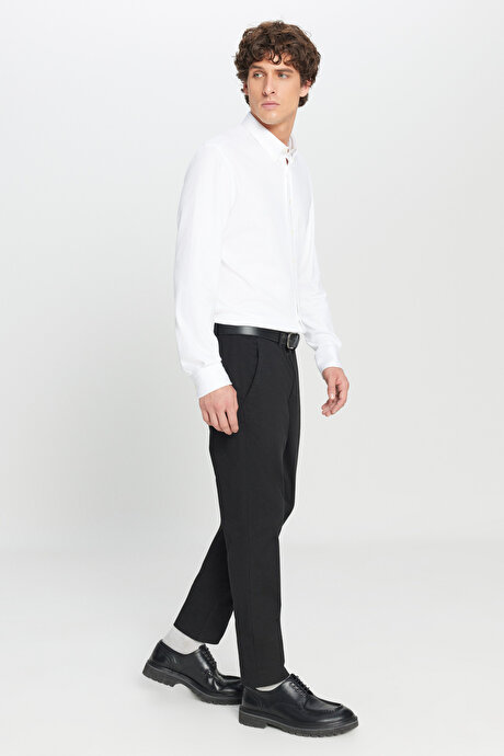 Slim Fit Dar Kesim Yan Cep Pamuklu Esnek Siyah Chino Pantolon resmi