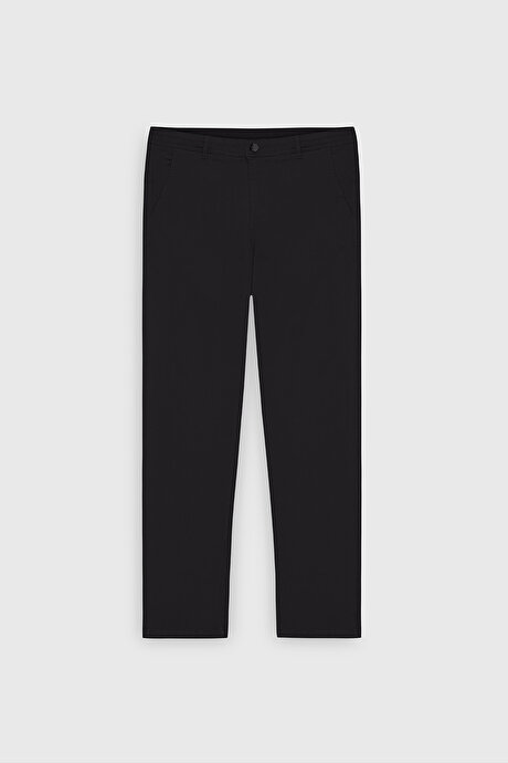 Slim Fit Dar Kesim Yan Cep Pamuklu Esnek Siyah Chino Pantolon resmi
