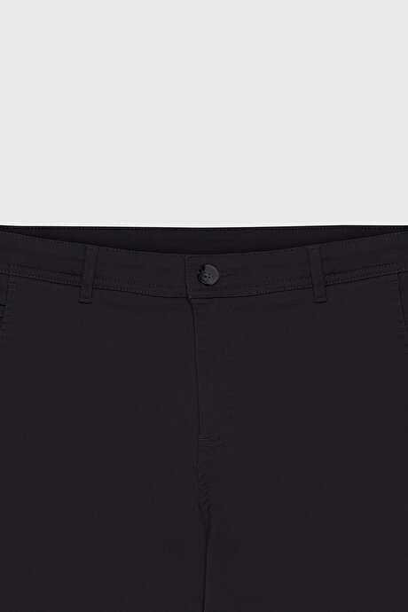 Slim Fit Dar Kesim Yan Cep Pamuklu Esnek Siyah Chino Pantolon resmi