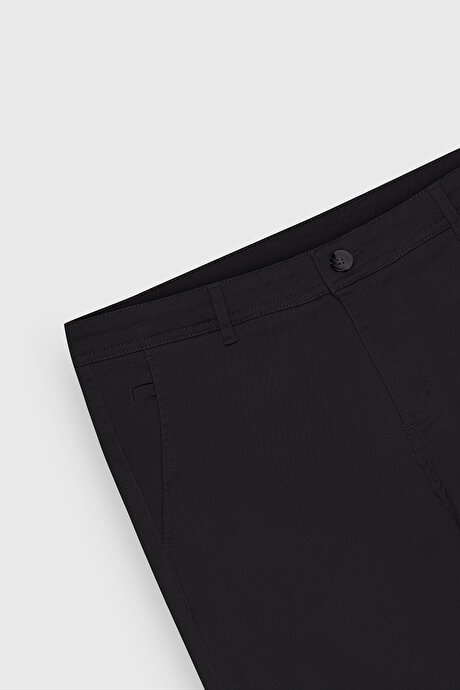 Slim Fit Dar Kesim Yan Cep Pamuklu Esnek Siyah Chino Pantolon resmi