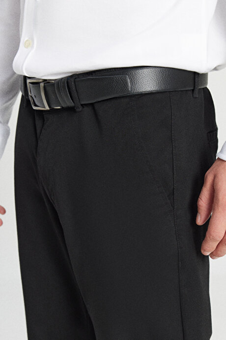 Slim Fit Dar Kesim Yan Cep Pamuklu Esnek Siyah Chino Pantolon resmi