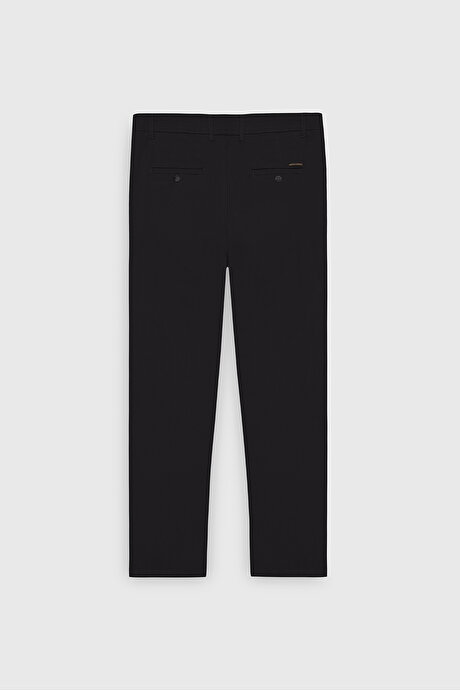 Slim Fit Dar Kesim Yan Cep Pamuklu Esnek Siyah Chino Pantolon resmi