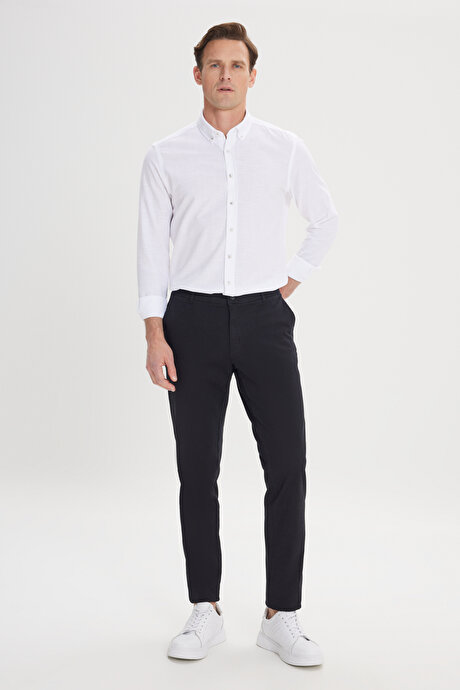 Slim Fit Dar Kesim Yan Cep Pamuklu Esnek Siyah Chino Pantolon resmi
