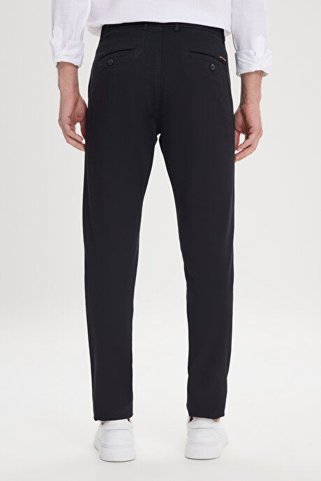 Slim Fit Dar Kesim Yan Cep Pamuklu Esnek Siyah Chino Pantolon resmi