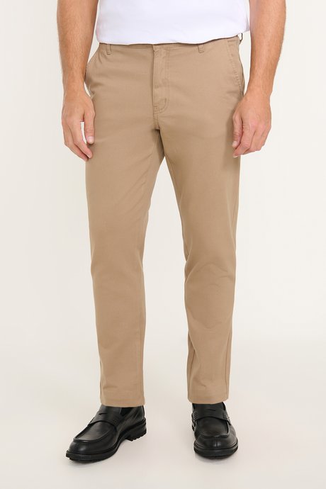 Pamuklu Tapered Fit Yan Cepli Diagonal Desenli Esnek Casual Camel Chino Pantolon resmi
