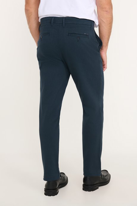Pamuklu Tapered Fit Yan Cepli Diagonal Desenli Esnek Casual Lacivert Chino Pantolon resmi