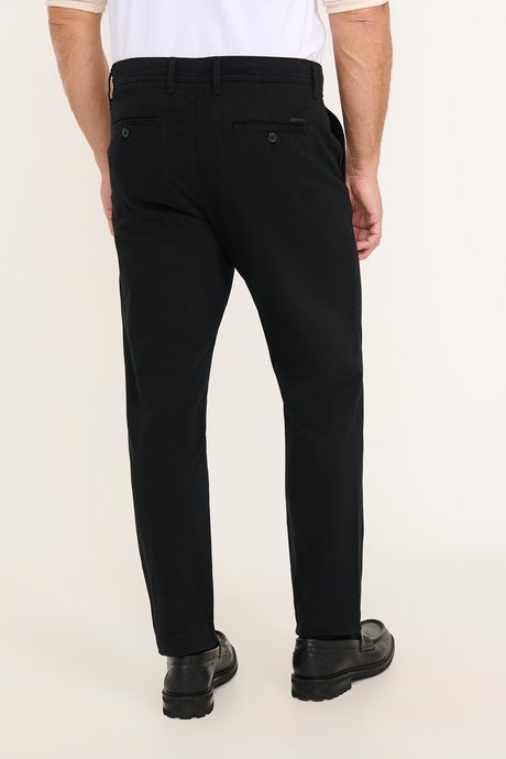 Pamuklu Tapered Fit Yan Cepli Diagonal Desenli Esnek Casual Siyah Chino Pantolon resmi