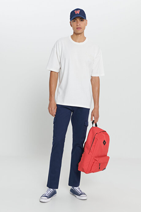 Ekstra Slim Fit Dar Kesim Kargo Cepli Pamuklu Esnek Lacivert Pantolon resmi