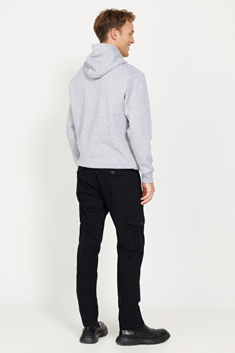 Ekstra Slim Fit Dar Kesim Kargo Cepli Pamuklu Esnek Siyah Pantolon resmi