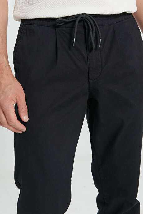 Comfort Fit Rahat Kesim Yan Cepli Siyah Pantolon resmi