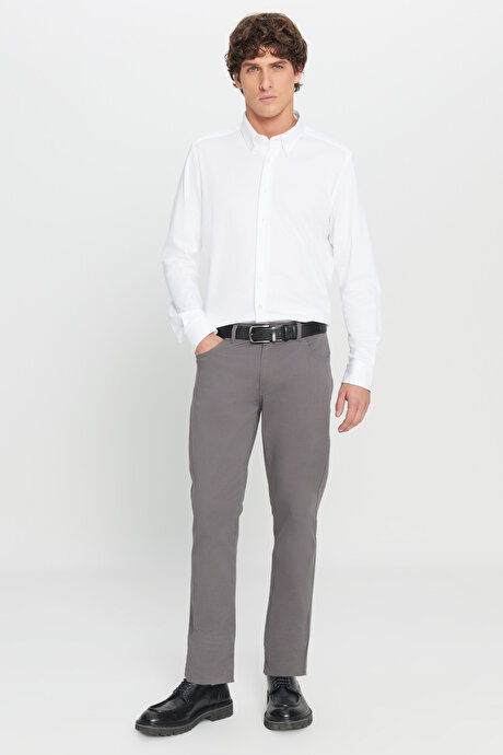 Slim Fit Dar Kesim 5 Cep Pamuklu Esnek Antrasit Chino Pantolon resmi