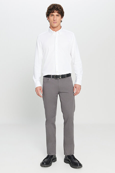 Slim Fit Dar Kesim 5 Cep Pamuklu Esnek Antrasit Chino Pantolon resmi