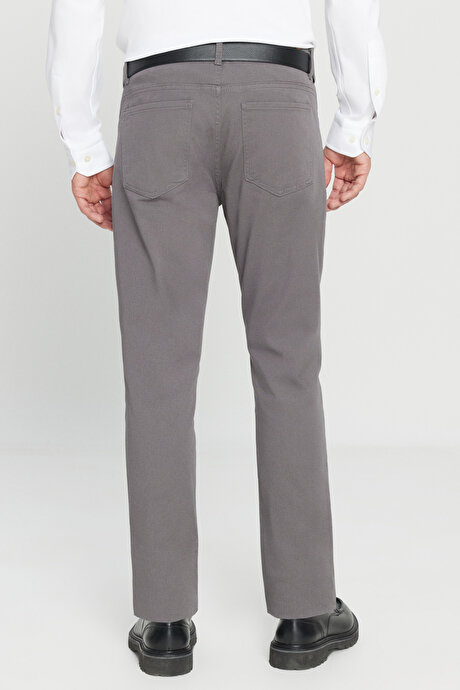 Slim Fit Dar Kesim 5 Cep Pamuklu Esnek Antrasit Chino Pantolon resmi