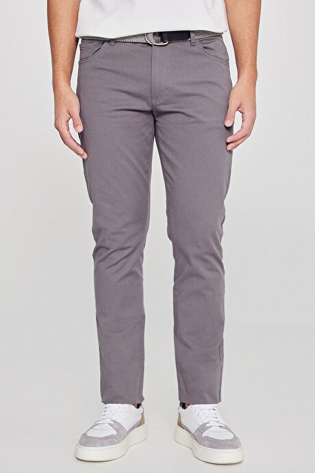 Slim Fit Dar Kesim 5 Cep Pamuklu Esnek Antrasit Chino Pantolon resmi