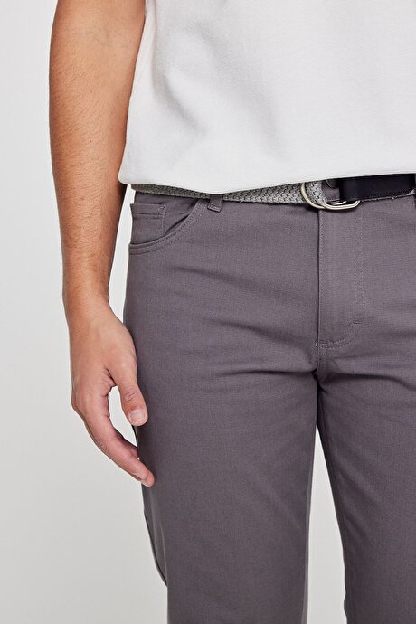 Slim Fit Dar Kesim 5 Cep Pamuklu Esnek Antrasit Chino Pantolon resmi