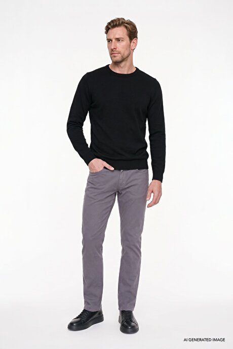 Slim Fit Dar Kesim 5 Cep Pamuklu Esnek Antrasit Chino Pantolon resmi