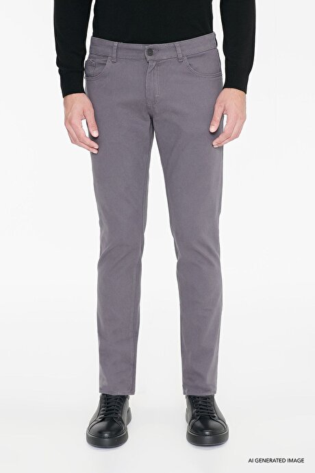 Slim Fit Dar Kesim 5 Cep Pamuklu Esnek Antrasit Chino Pantolon resmi
