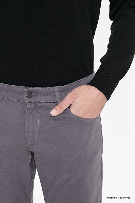Slim Fit Dar Kesim 5 Cep Pamuklu Esnek Antrasit Chino Pantolon resmi
