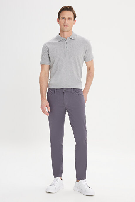 Slim Fit Dar Kesim 5 Cep Pamuklu Esnek Antrasit Chino Pantolon resmi