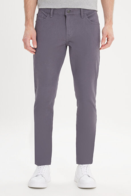 Slim Fit Dar Kesim 5 Cep Pamuklu Esnek Antrasit Chino Pantolon resmi