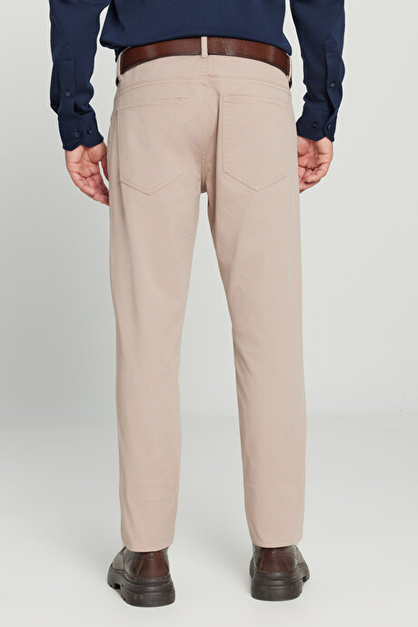 Slim Fit Dar Kesim 5 Cep Pamuklu Esnek Bej Chino Pantolon resmi