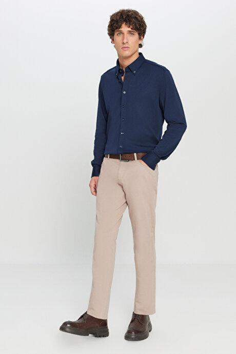 Slim Fit Dar Kesim 5 Cep Pamuklu Esnek Bej Chino Pantolon resmi