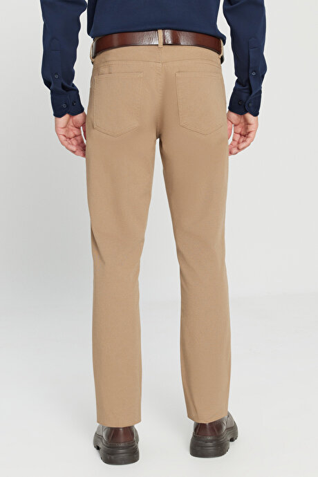 Slim Fit Dar Kesim 5 Cep Pamuklu Esnek Camel Chino Pantolon resmi