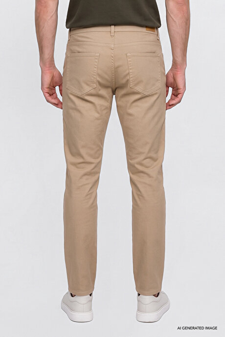 Slim Fit Dar Kesim 5 Cep Pamuklu Esnek Camel Chino Pantolon resmi