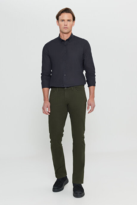 Slim Fit Dar Kesim 5 Cep Pamuklu Esnek Haki Chino Pantolon resmi