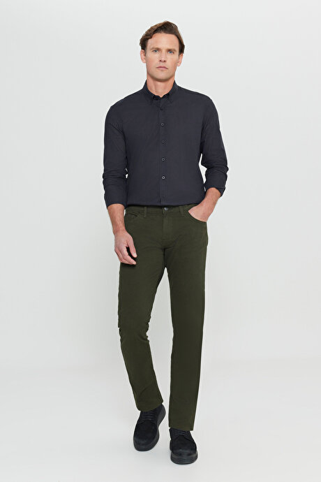 Slim Fit Dar Kesim 5 Cep Pamuklu Esnek Haki Chino Pantolon resmi