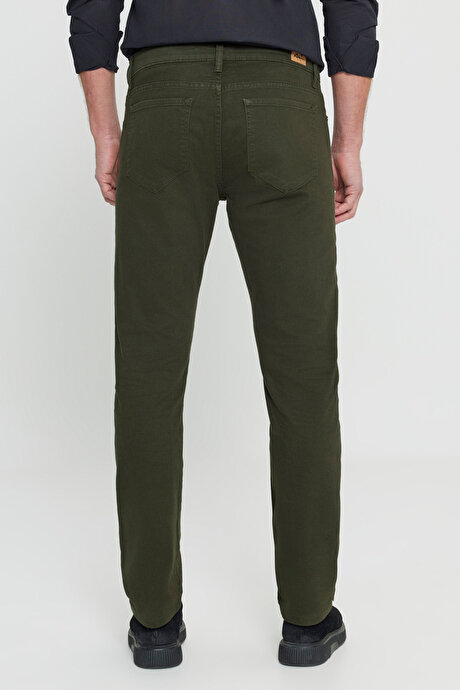 Slim Fit Dar Kesim 5 Cep Pamuklu Esnek Haki Chino Pantolon resmi
