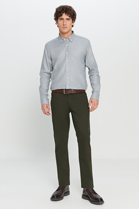 Slim Fit Dar Kesim 5 Cep Pamuklu Esnek Haki Chino Pantolon resmi