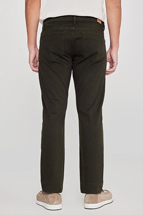 Slim Fit Dar Kesim 5 Cep Pamuklu Esnek Haki Chino Pantolon resmi