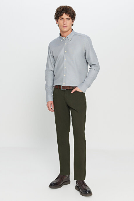 Slim Fit Dar Kesim 5 Cep Pamuklu Esnek Haki Chino Pantolon resmi