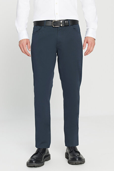 Slim Fit Dar Kesim 5 Cep Pamuklu Esnek Lacivert Chino Pantolon resmi