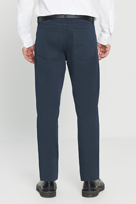 Slim Fit Dar Kesim 5 Cep Pamuklu Esnek Lacivert Chino Pantolon resmi
