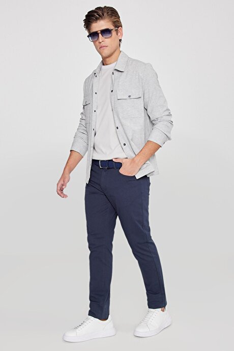 Slim Fit Dar Kesim 5 Cep Pamuklu Esnek Lacivert Chino Pantolon resmi