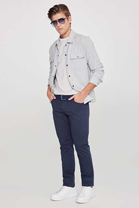 Slim Fit Dar Kesim 5 Cep Pamuklu Esnek Lacivert Chino Pantolon resmi