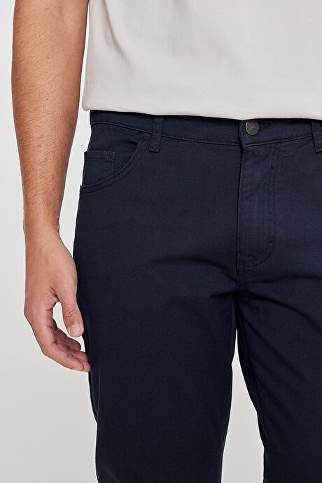 Slim Fit Dar Kesim 5 Cep Pamuklu Esnek Lacivert Chino Pantolon resmi